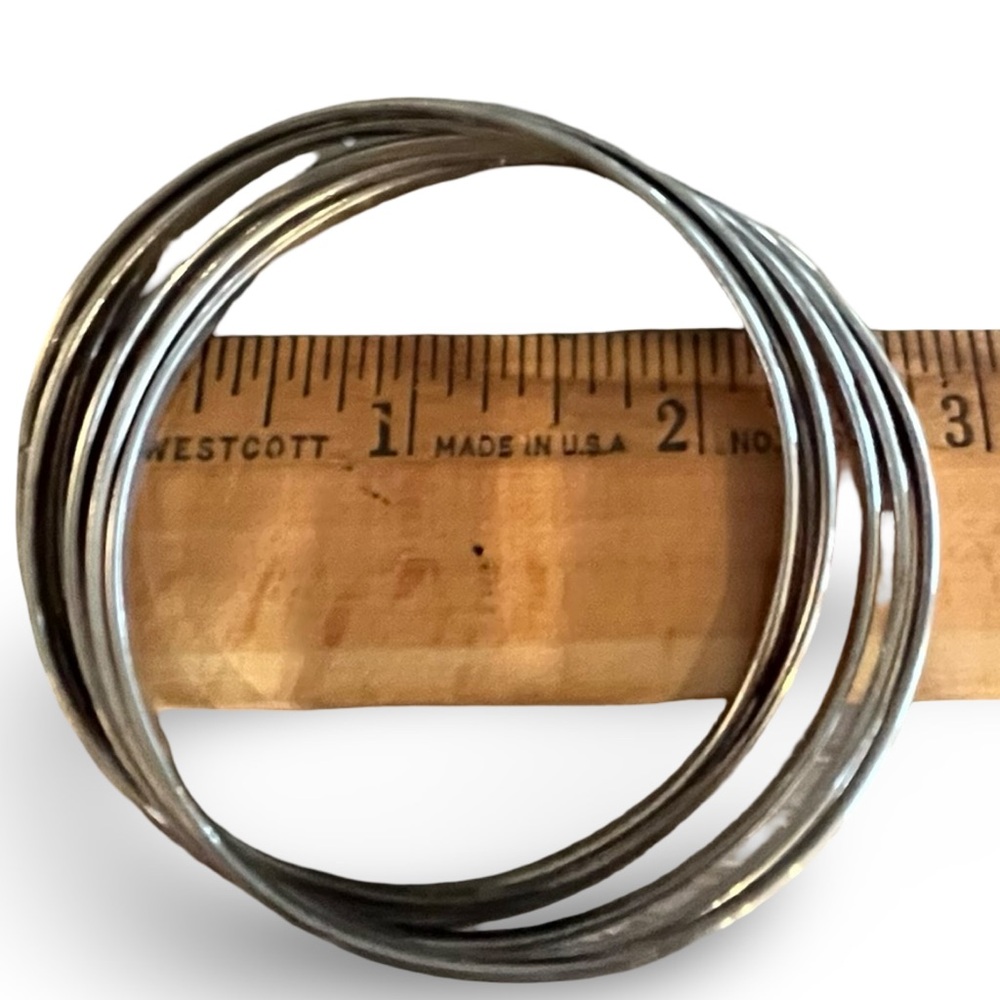 Silver Interlocking Rolling Bangle Bracelet - image 6
